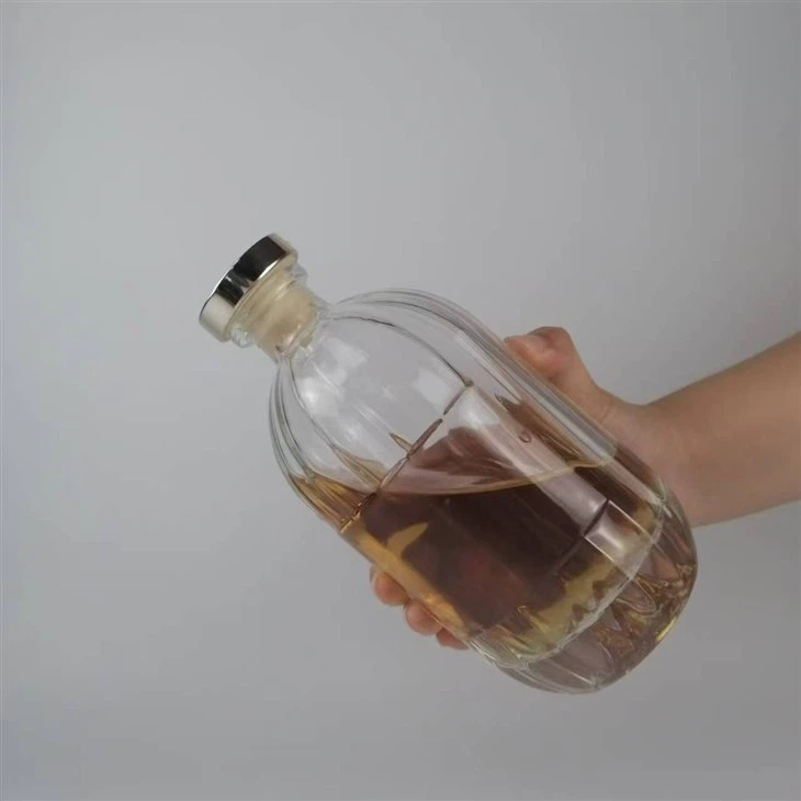 Thick Bottom Oval Glass Liquor Bottle With T Cap